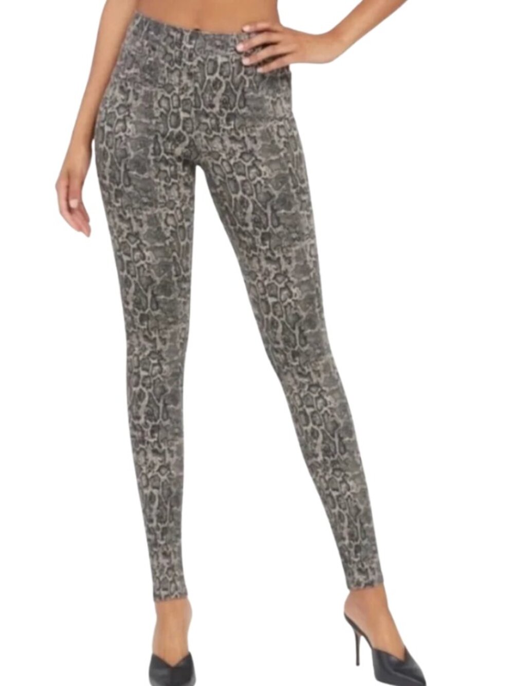 Spanx Beige & Black Snake Print Jean-ish Legging Pants Medium
